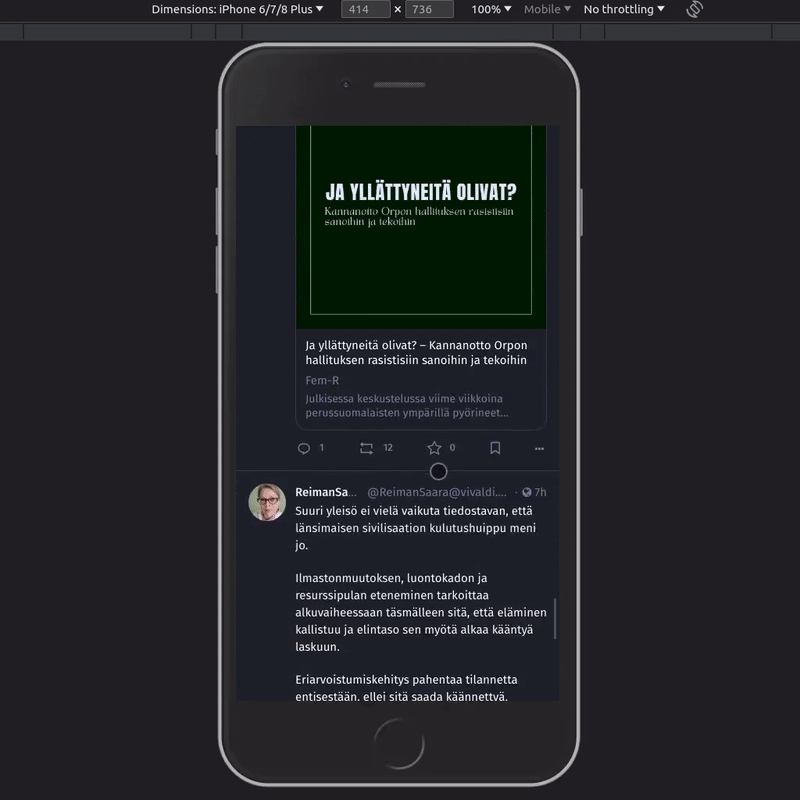 Video presenting the scrolling animation