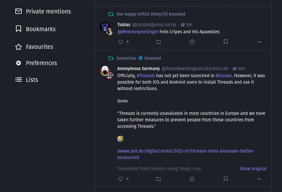 DeepL translate feature screenshot